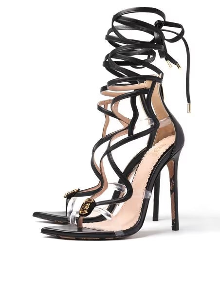 Black Leather Ingrid Sandal