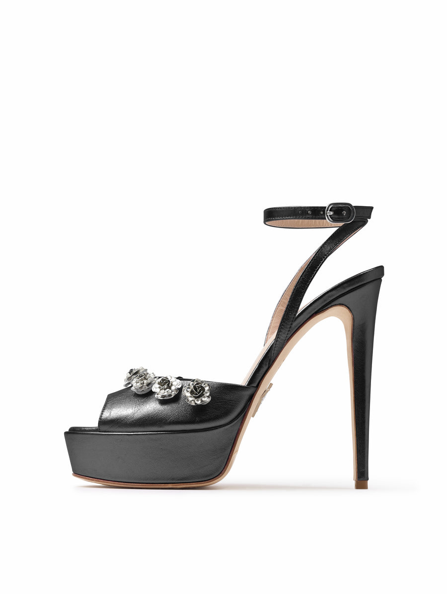 Black Metallic Emiliana Sandal