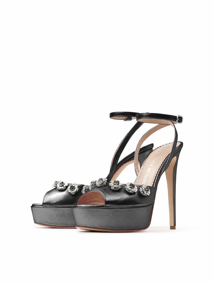 Black Metallic Emiliana Sandal