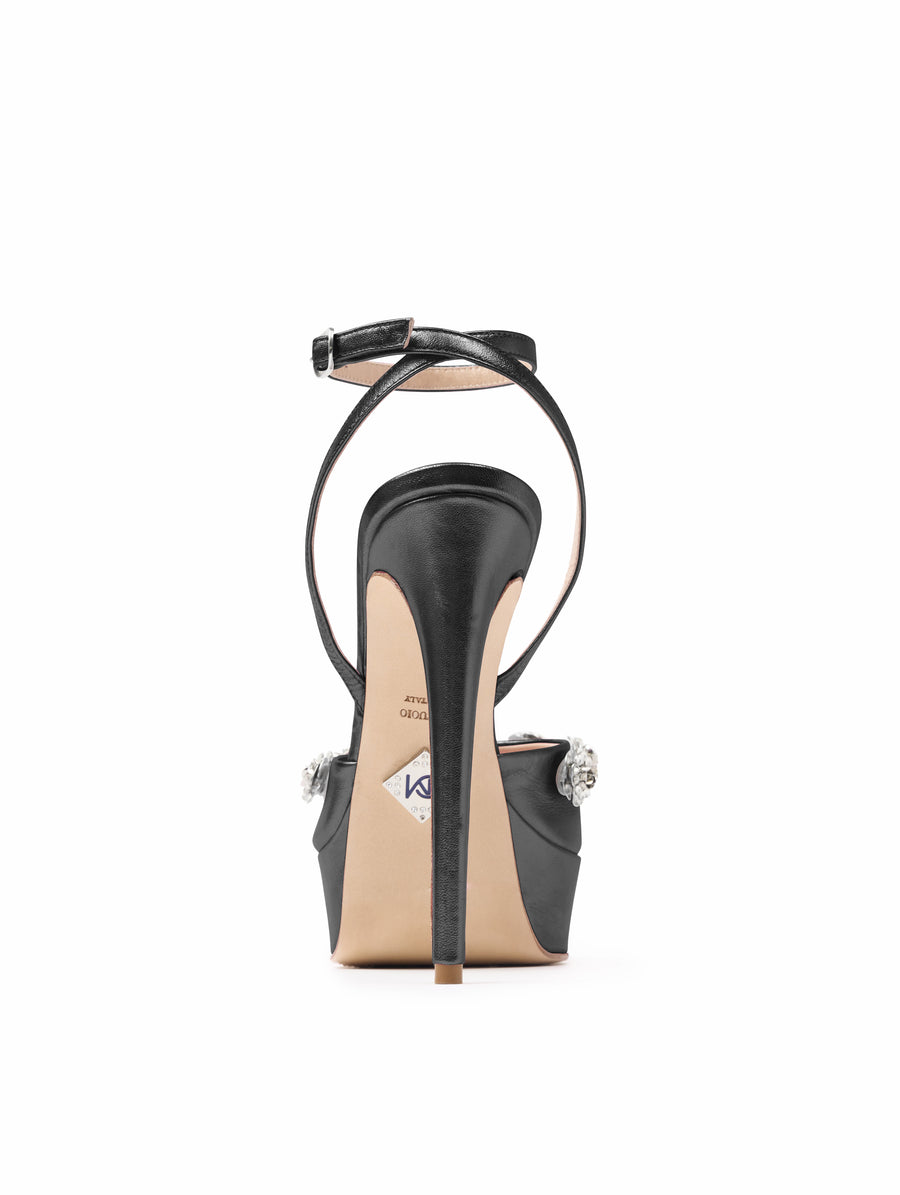 Black Metallic Emiliana Sandal