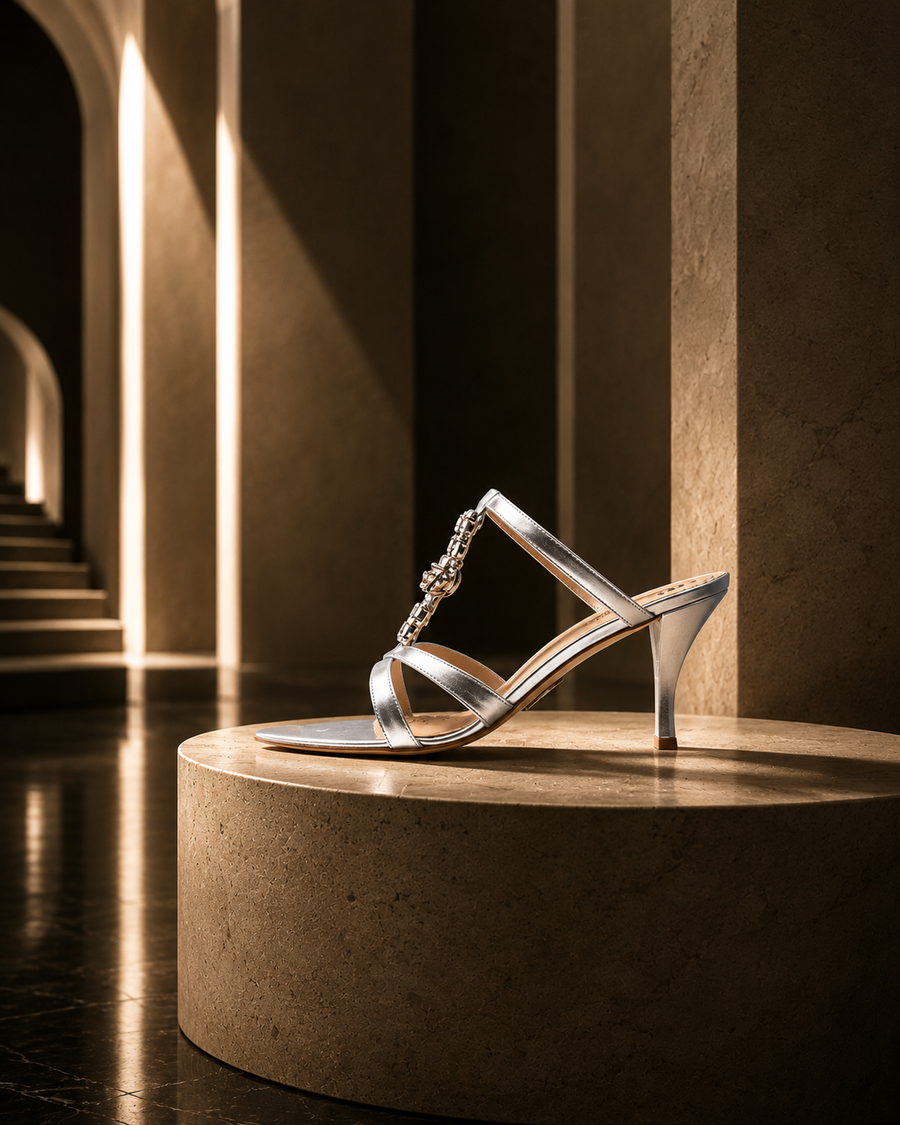 Silver Metallic Leather Lia Sandal