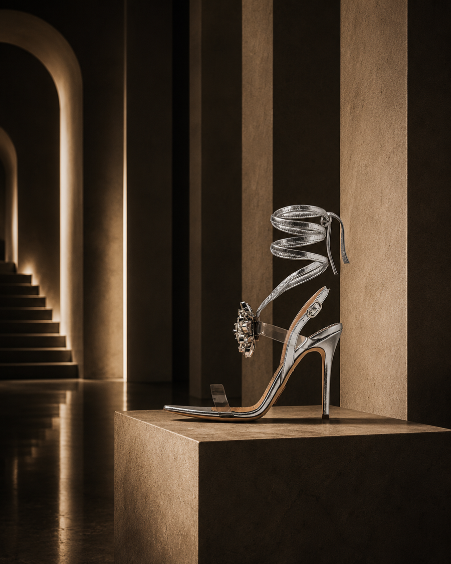 Silver Metallic Cristallo Sandal