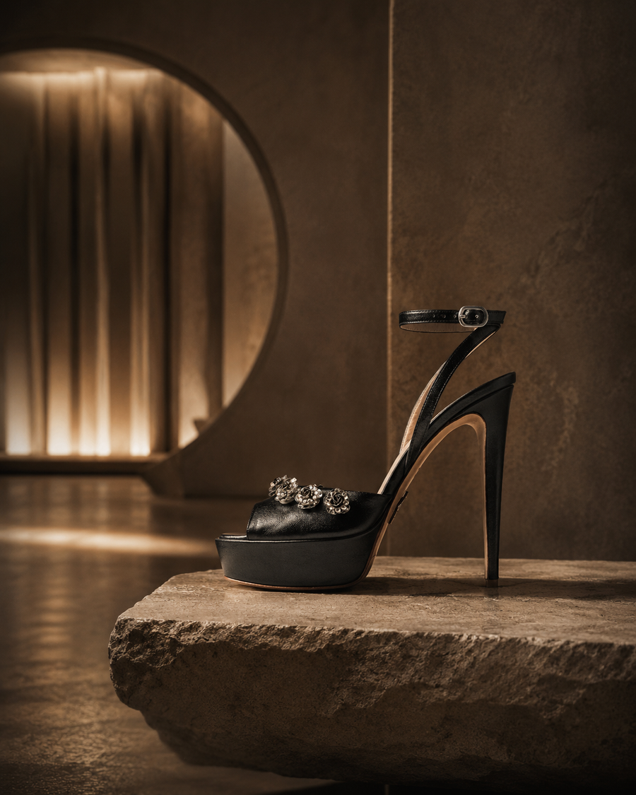 Black Metallic Emiliana Sandal