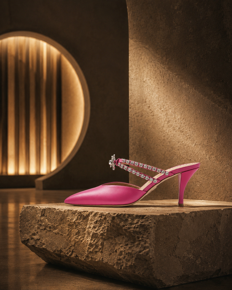 Pink Nappa Leather Gia Mule