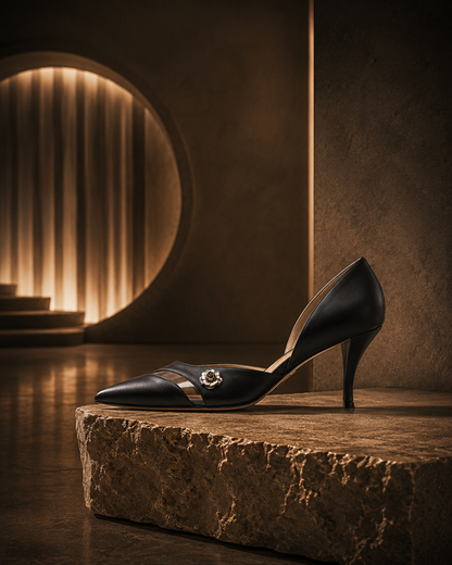 Black Nappa Leather D’orsay Pump