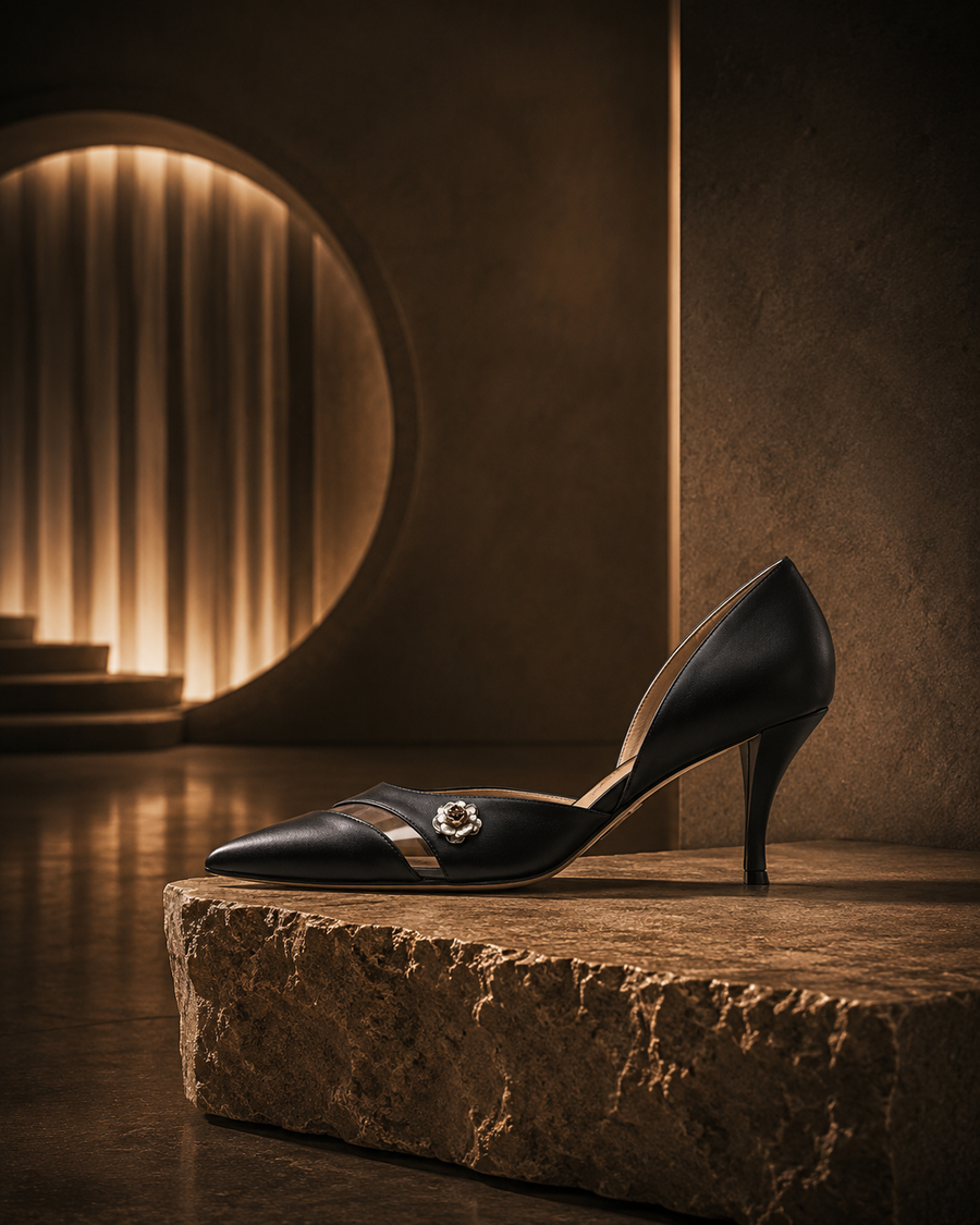 Black Nappa Leather D’orsay Pump