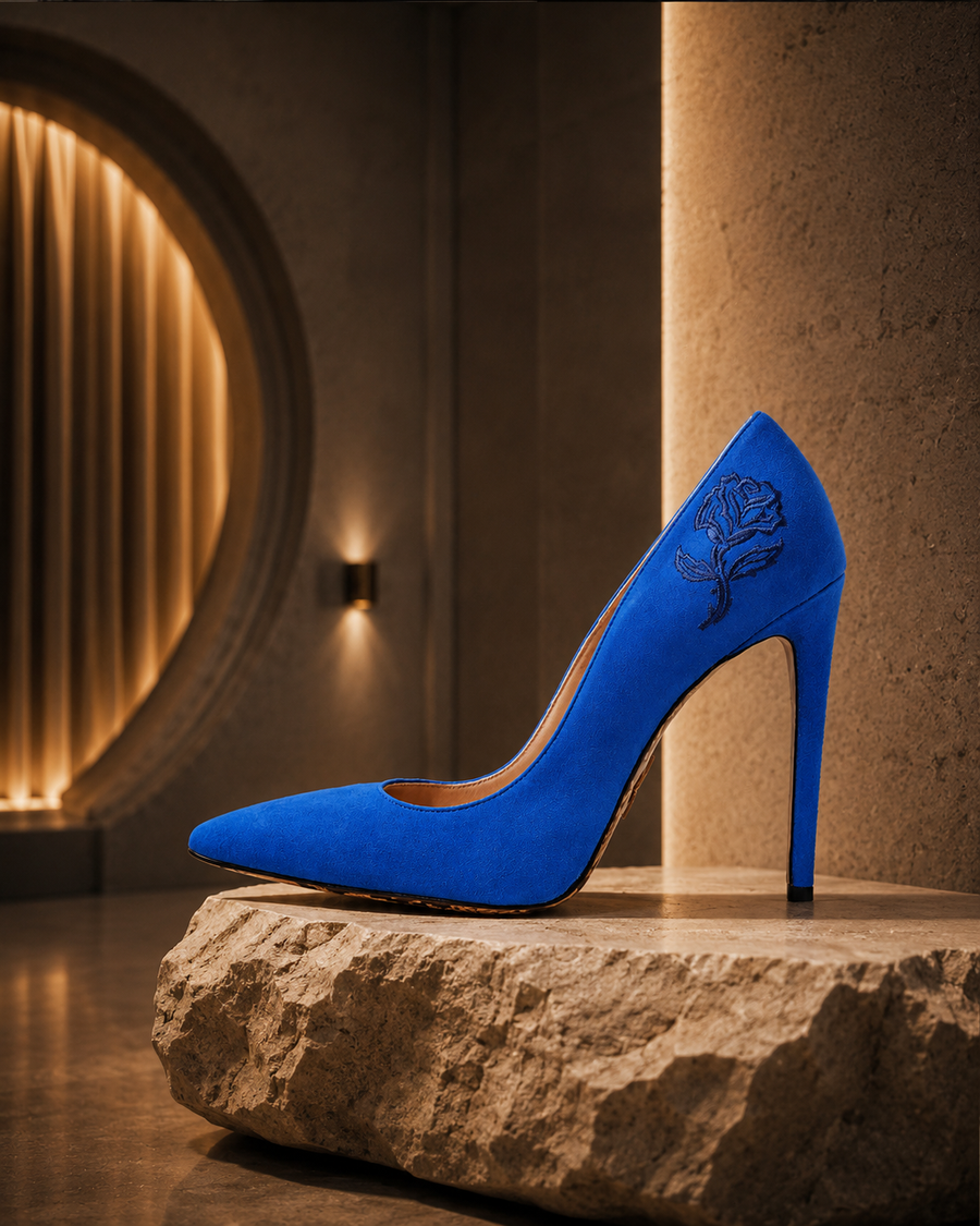 Blue Suede Donatella Pump